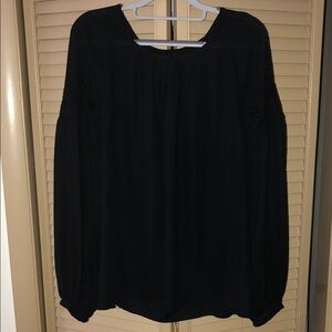 Worthington Black Blouse with Lace Sleeves
